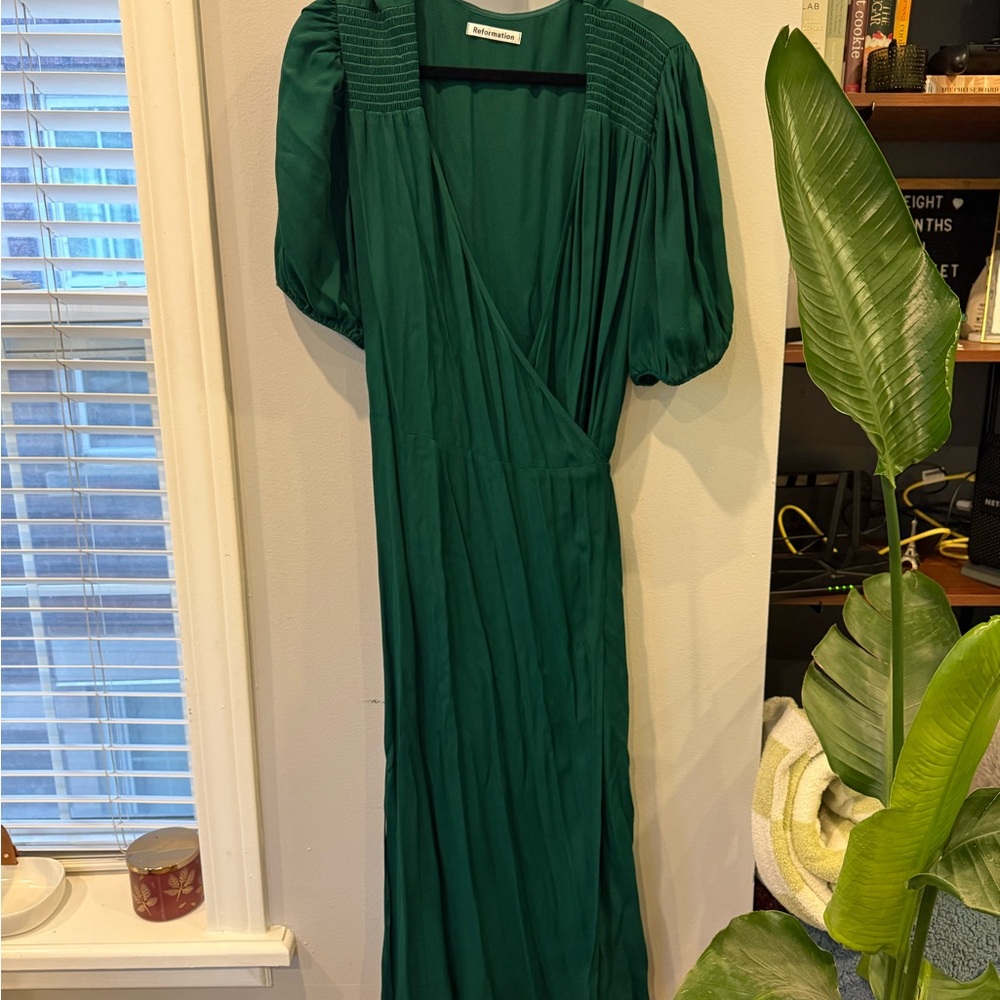 Reformation Deep Green Midi Dress